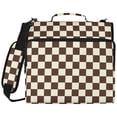 thumbnail image 2 of Zipper Binder with Shoulder Strap 2 inch 3 Ring Waterproof File Folder Organizer Bag 500 Sheet Brown and Cream Checkered, 2 of 8
