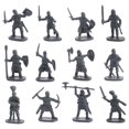 thumbnail image 3 of JWQFBC 2Pcs Plastic Medieval Knight Soldier Toys Action Figure Army Infantry Swordman Gray, 3 of 9