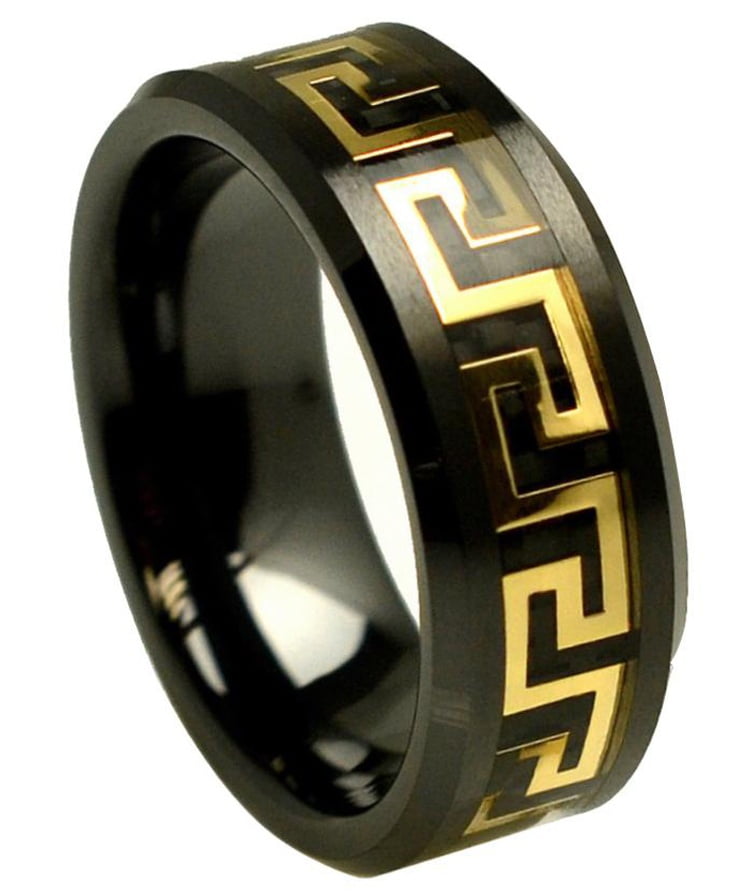 Tungsten Jeweler 8mm White Ceramic Domed with Black Carbon Fiber Inlay Wedding Band Ring for Men Or Ladies