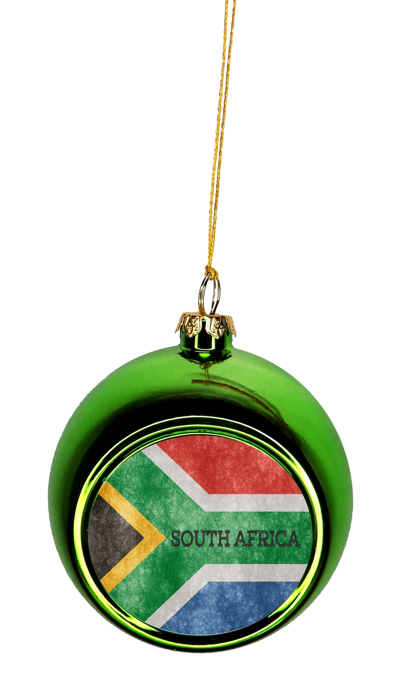 Flag South Africa South African Grunge Bauble Christmas Ornaments Green Bauble Tree Xmas Balls