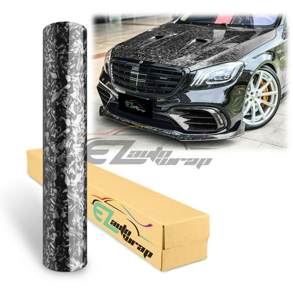 Forged Gloss Carbon Fiber Black Car Vinyl Wrap Air Release Sticker Sheet Film