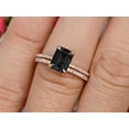 thumbnail image 4 of Bridal Ring 2 Carat 7x5mm Emerald Cut Black Diamond Moissanite Wedding Set Engagement Ring On 10k Rose Gold Anniversary Gift Glaring Staggering Ring, 4 of 5