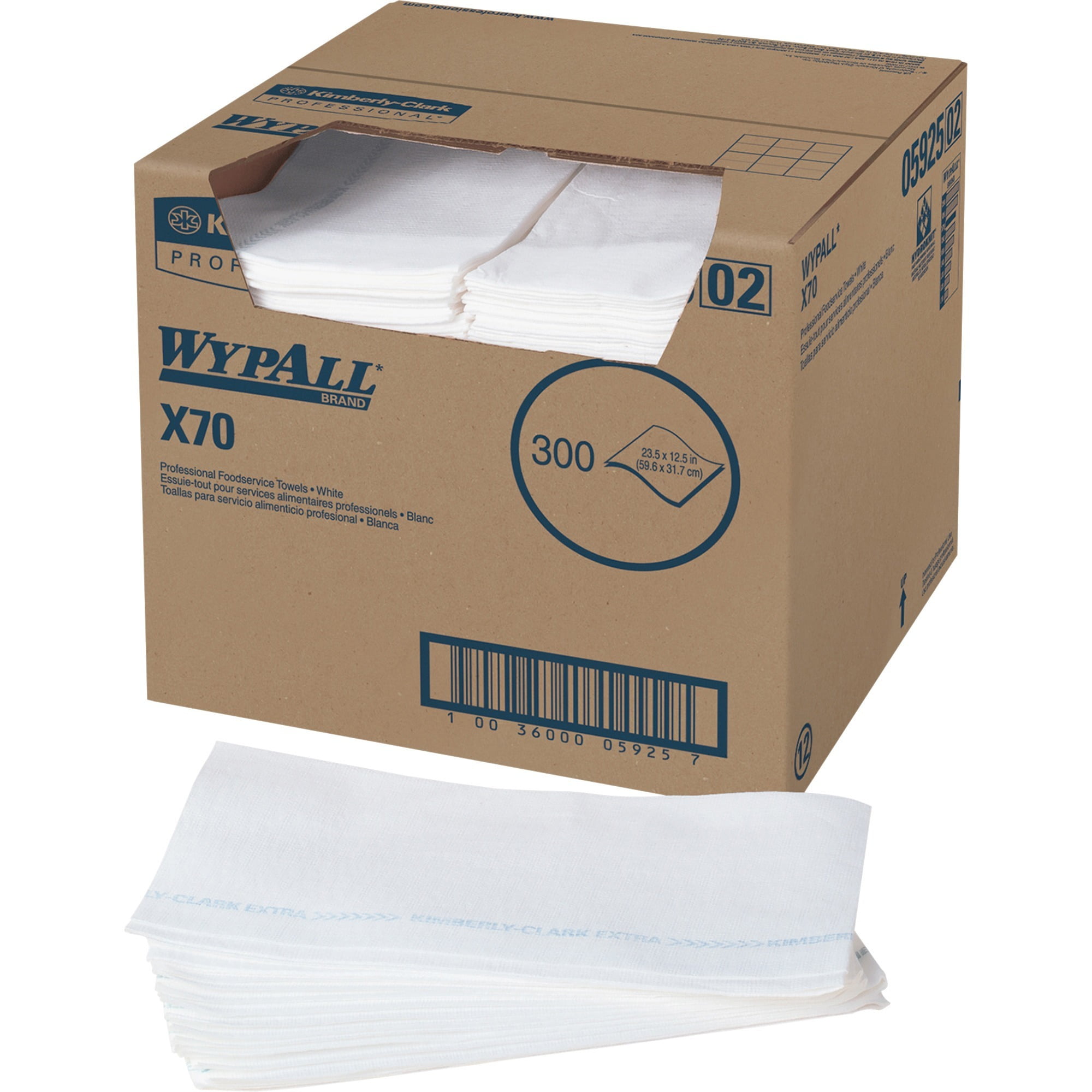 Wypall, KCC05925, X70 Foodservice Towel Wipers, 300 / Carton, White
