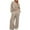 Khaki, variant on HAiming Womens 2 Piece Outfits Casual V Neck Pullover Shirts Wide Leg Pants Loose Solid Color Workout Tracksuit Sets