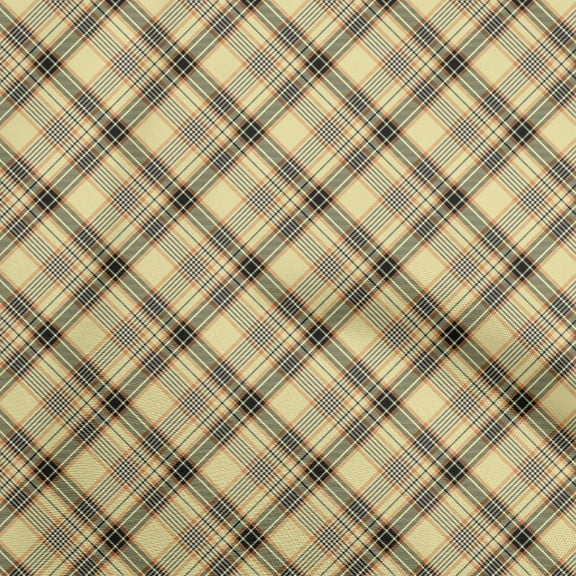 oneOone Viscose Chiffon Pale Yellow Fabric Check Diy Clothing Quilting Fabric Print Fabric By Yard 42 Inch Wide
