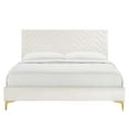 thumbnail image 4 of Platform Bed Frame, Tufted, Full, White, Velvet, Mid Century Bedroom, Modern Contemporary Boutique HB35588, 4 of 8