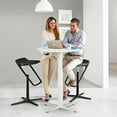 thumbnail image 2 of Round Bar Table, Adjustable Height and Rolling Small Dining Table, Dual-Use Cocktail Table with Removable Casters for Bar, Bistro, Café,White, 2 of 14