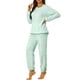 thumbnail image 4 of Conjuntos de pijama de franela de invierno para mujeres INSPIRE CHIC, de manga larga, ropa de estar por casa, XL, con estampado de corazones en verde, 4 of 6