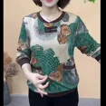 thumbnail image 3 of Camiseta de manga larga con estampado de capa base de estilo chino de moda para mujer, ropa interior de cuello redondo para madre, otoño de 2024, 3 of 4