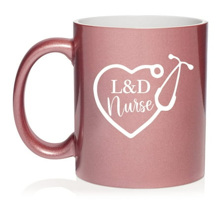 

Heart Stethoscope L&D Nurse Labor Delivery Ceramic Coffee Mug Tea Cup Gift for Her Sister Wife Boss Coworker Best Friend Birthday Cute Graduation Retirement (11oz Rose Gold)
