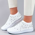 thumbnail image 2 of Xiaoxatg Women's Casual Shoes Breathable Mesh On Flat Comfortable Walking Footwear with Rhinestone for Daily Activities 7.5 White, 2 of 7