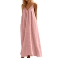 thumbnail image 6 of BOOMNY Women's Backless Cami Dress Spaghetti Strap Cami Lounge House Dresses Flowy Beach Summer Maxi Sundress, 6 of 7