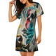 thumbnail image 2 of Easygdp Colorful Graffiti Cow Camisón de manga corta para mujer, informal, estampado, 2 of 6