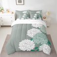 thumbnail image 2 of Aztec Dahlia Twin Comforter Set 7 Piece,Lotus Flower Bed in a Bag,White Silver Cyan Floral Bedding Comforter Sets with 1 Comforter,2 Shams,2 Pillowcases,1 Flat Sheet,1 Fitted Sheet, 2 of 5