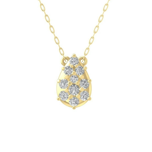ARAIYA FINE JEWELRY 10K Yellow Gold Lab Grown Diamond Composite Cluster Pendant with Gold Plated Silver Cable Chain Necklace (1/4 cttw, D-F Color, VS Clarity) 18"