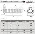 thumbnail image 2 of HAHDAXIA M4-0.7 x 20mm Flanged Button Head Socket Cap Screws, Stainless Steel 18-8 (304), Bright Finish, Full Thread, Allen Socket Drive, Quantity 100, 2 of 5