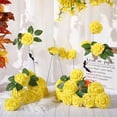 thumbnail image 6 of 25 Pcs Yellow Roses Artificial Roses Flowers with Leaves and Stems, Real Looking Fake Roses for DIY Wedding Bouquets, Centerpieces Arrangements, Party, Baby Showe, 6 of 8
