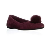Womens Michael Kors Remi Damson Pom Pom Flats, Red