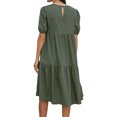 thumbnail image 6 of HUBERY Women Crew Neck Short Puff Sleeve Ruffled Keyhole Back Midi Dress, 6 of 6
