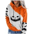thumbnail image 2 of Halloween Hoodies for Women 2025 Funny Pumpkin Hoodie Long Sleeve Graphic Sweatshirt with Pockets Pullover Tops, 2 of 5
