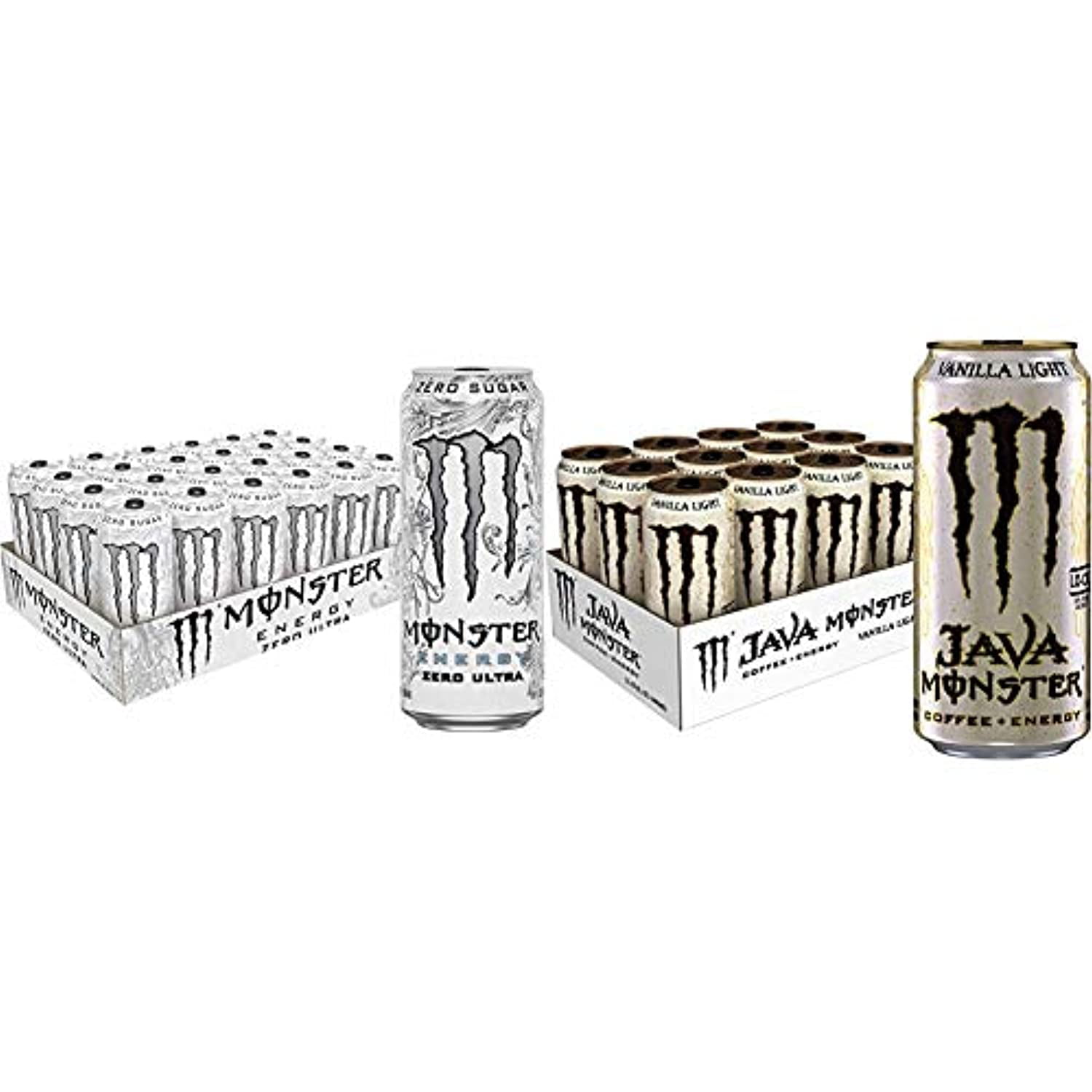 Monster Energy Zero Ultra, Sugar Free Energy Drink, 16 Ounce (Pack Of & Monster Vanilla Light, Coffee + Energy Drink, 15 Ounce (Pack Of 12) - Walmart.com