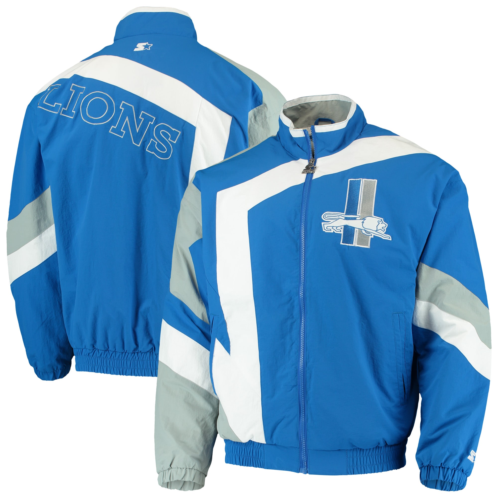 Detroit Lions Starter Throwback Star FullZip Jacket Blue/White