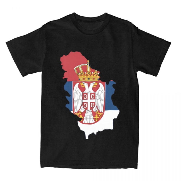 Camiseta con la bandera de Serbia, estilo urbano de verano, de algodón, estilo Harajuku, de manga corta, para hombre