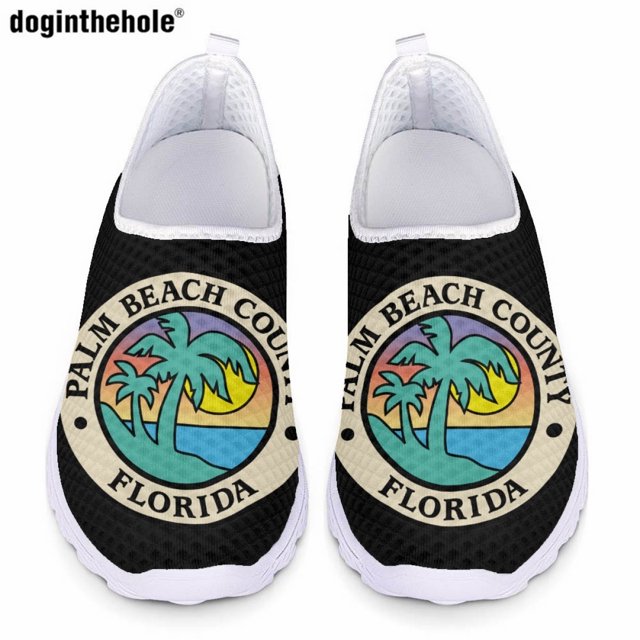 Doginthehole West Palm Beach Florida - Zapatos casuales de verano para mujer, zapatillas ligeras de malla transpirable, zapatos planos cómodos
