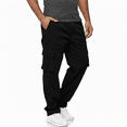 thumbnail image 7 of Puztloy Men's Cargo Work Pants Jogger Trousers Relaxed Fit Slacks Straight Leg Lightweight Slacks with Multi Pockets Black, 7 of 7