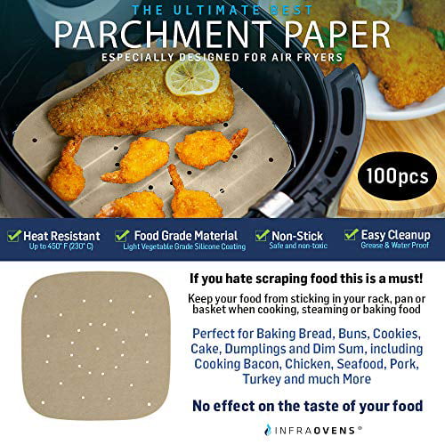 Air Fryer 9 inch Parchment Paper Liners Compatible with Gourmia, Ninja,  Chefman, Kalorik, Omorc, Power Pro XL and More | Square Unbleached and