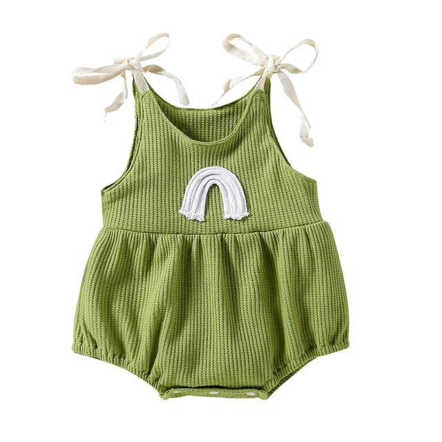 MeetoTime Baby Boys Girls Solid Color Sling Jumpsuit Newborn Infant Summer Beach Rompers 0-24M