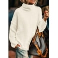 thumbnail image 3 of PRETTYGARDEN Womens Turtleneck Long Sleeve Sweater Fall Trendy Loose Fit Knit Tops Oversized Pullover Sweaters, 3 of 10