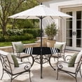 thumbnail image 2 of Round Outdoor Tablecloth with Umbrella Hole and Zipper, Black Striped Tablecloth with Elastic Waterproof, Farmhouse Black White Stripes Patio Table Covers for 31" - 35" Picnic Pool Tables, 2 of 9