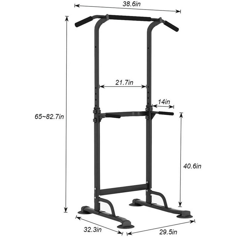 SOGES Height Adjustable Power Tower Dip Stands Pull up Bar Strength Training for Home Gym Black