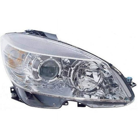 Right Passenger Side Headlight Assembly - with High Beam Chrome Ring - Compatible with 2008 - 2011 Mercedes Benz C300 (From 09/02/2007) 2009 2010