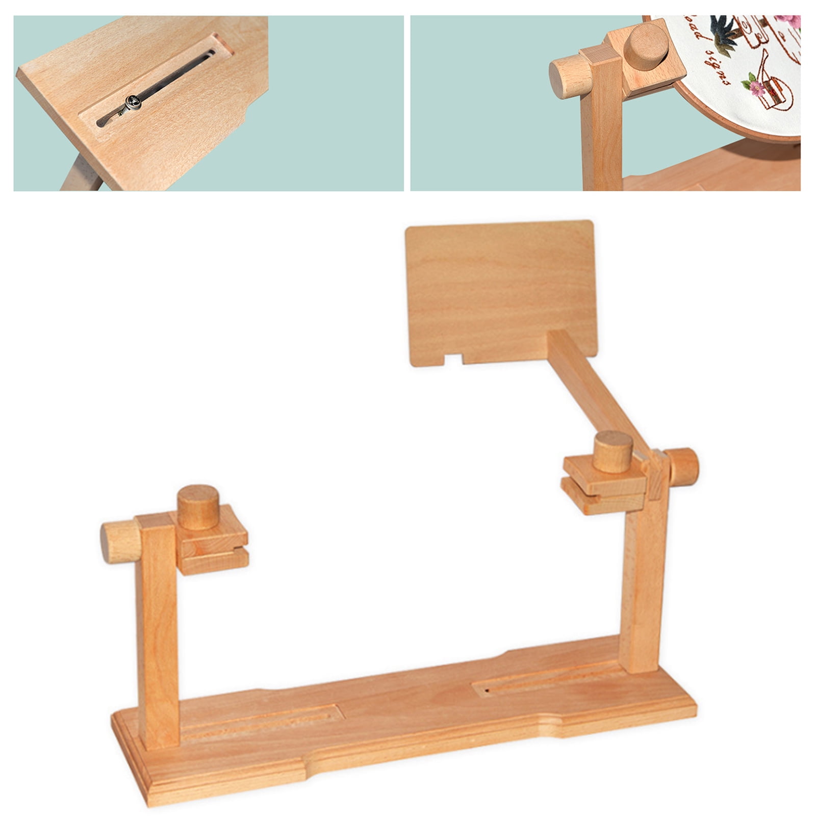 Adjustable Embroidery Hoop Holder, Wooden Tabletop Embroidery Stand, Portable Tabletop Sewing Support for Embroidery Punch Needle Art