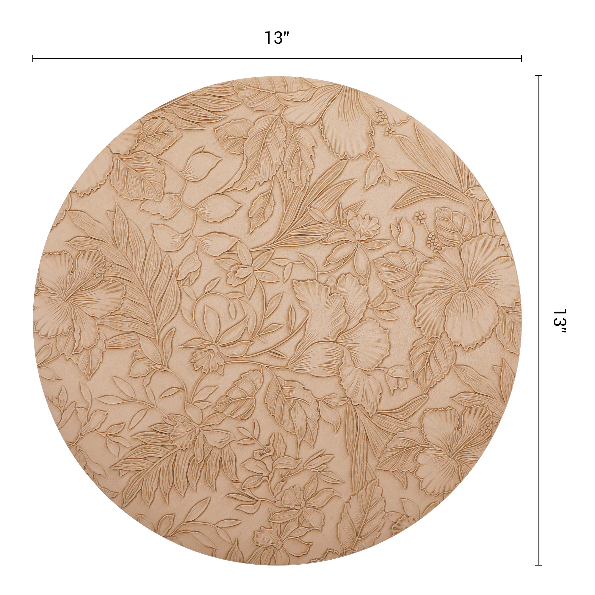 Unique Bargains Set of 6 Leather Round Placemats for Kitchen Dining Table Khaki