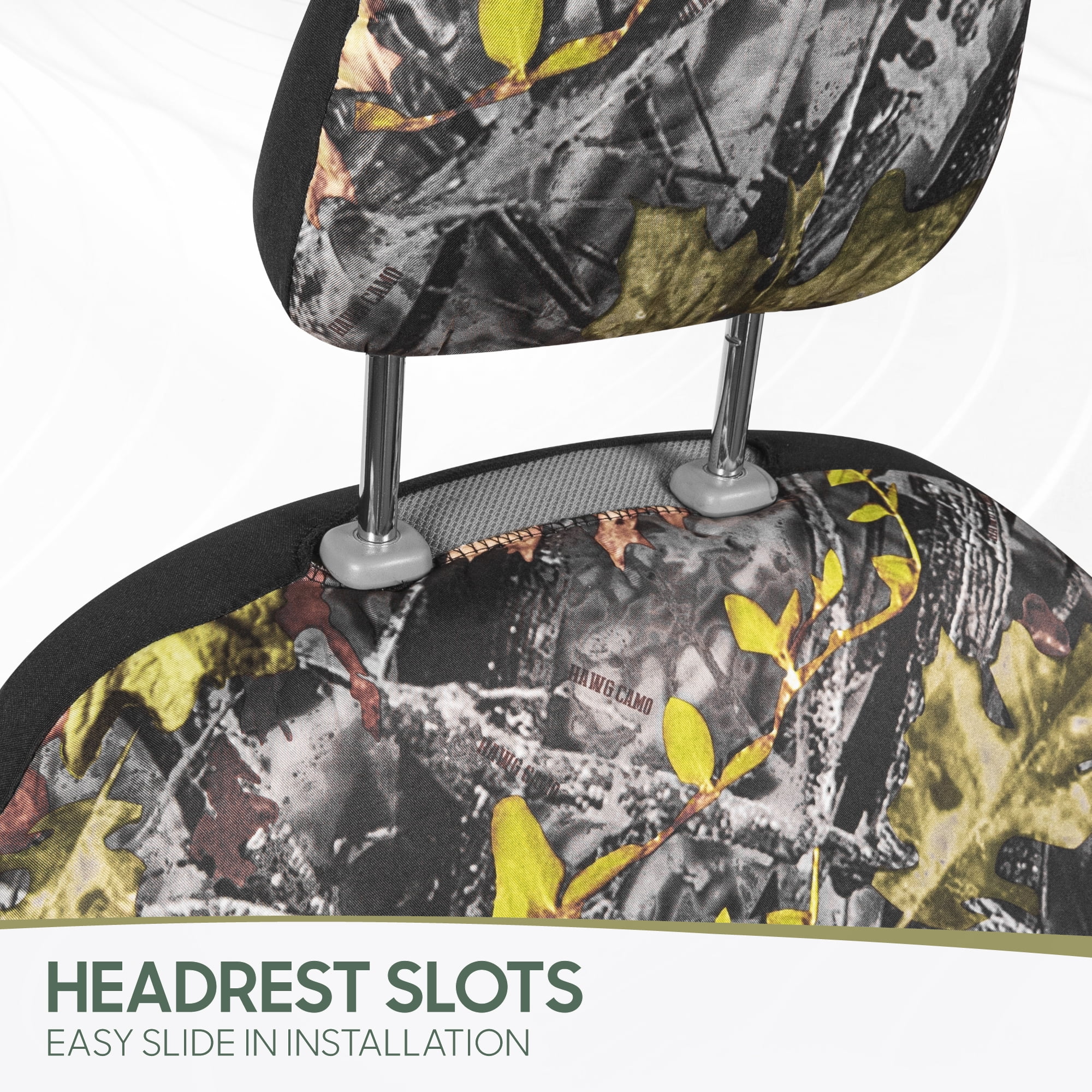 BDK Realistic Forest Camo Car Seat Covers for Car Truck SUV, Full Set Front and Rear Bench, Hunter Camouflage Auto Protector, Camouflage