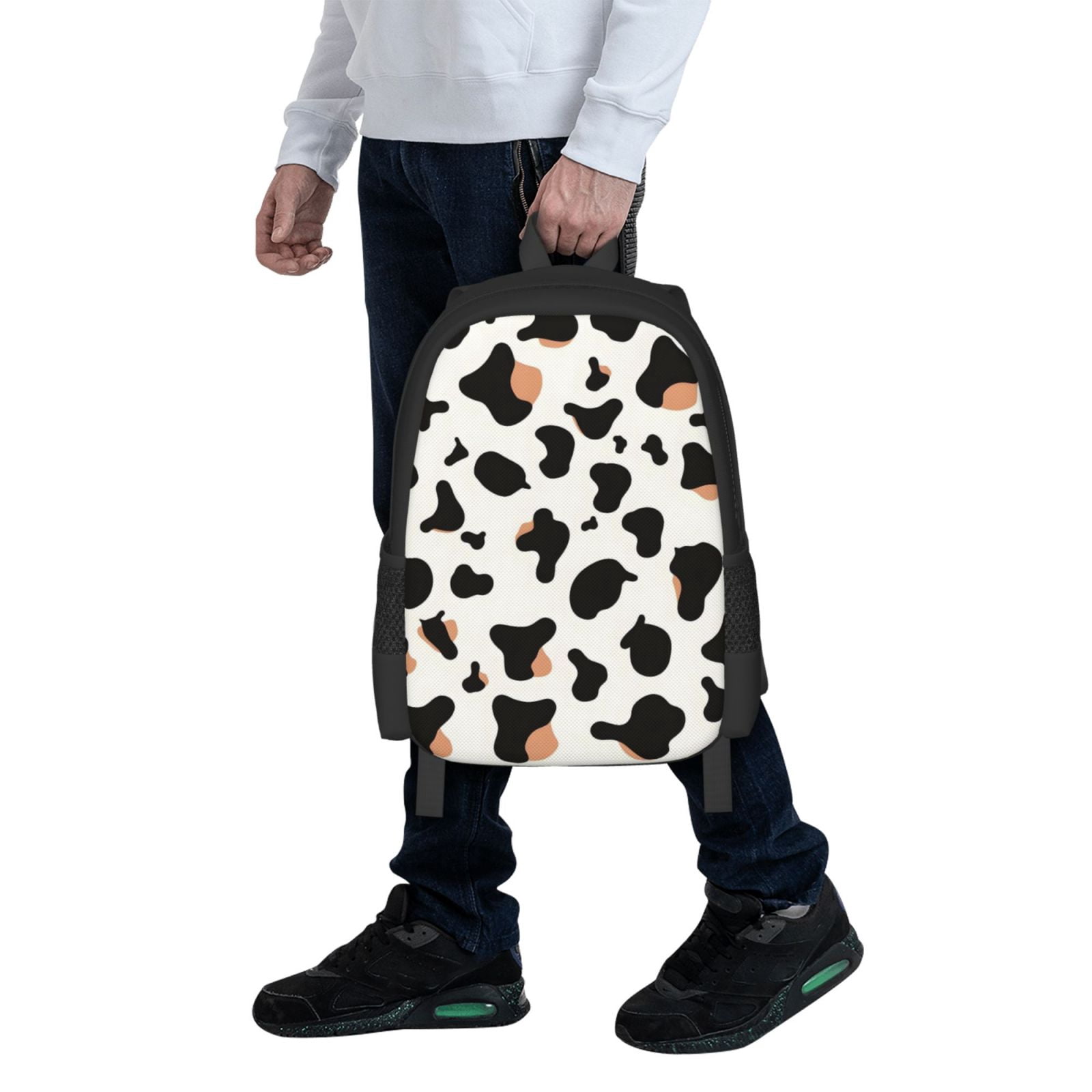 Large Capacity Backpack 16.5×12.5×5.5in Widened Shoulder Strap Design Main Bag Large Top Handle Belt Adjustable Shoulder Strap Simple Cow Print Pattern1_1