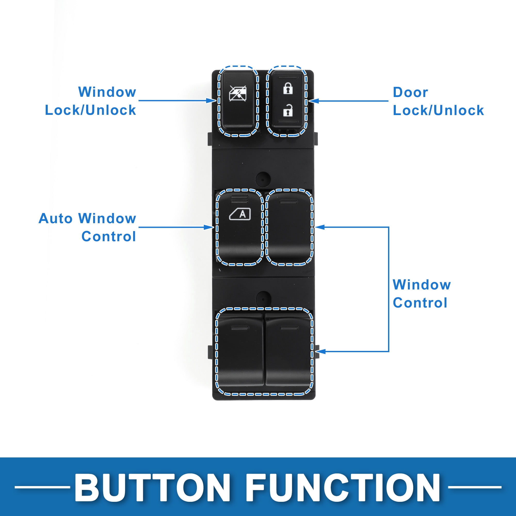 Unique Bargains Durable Power Window Switch for Nissan Versa 2012-2019 Black