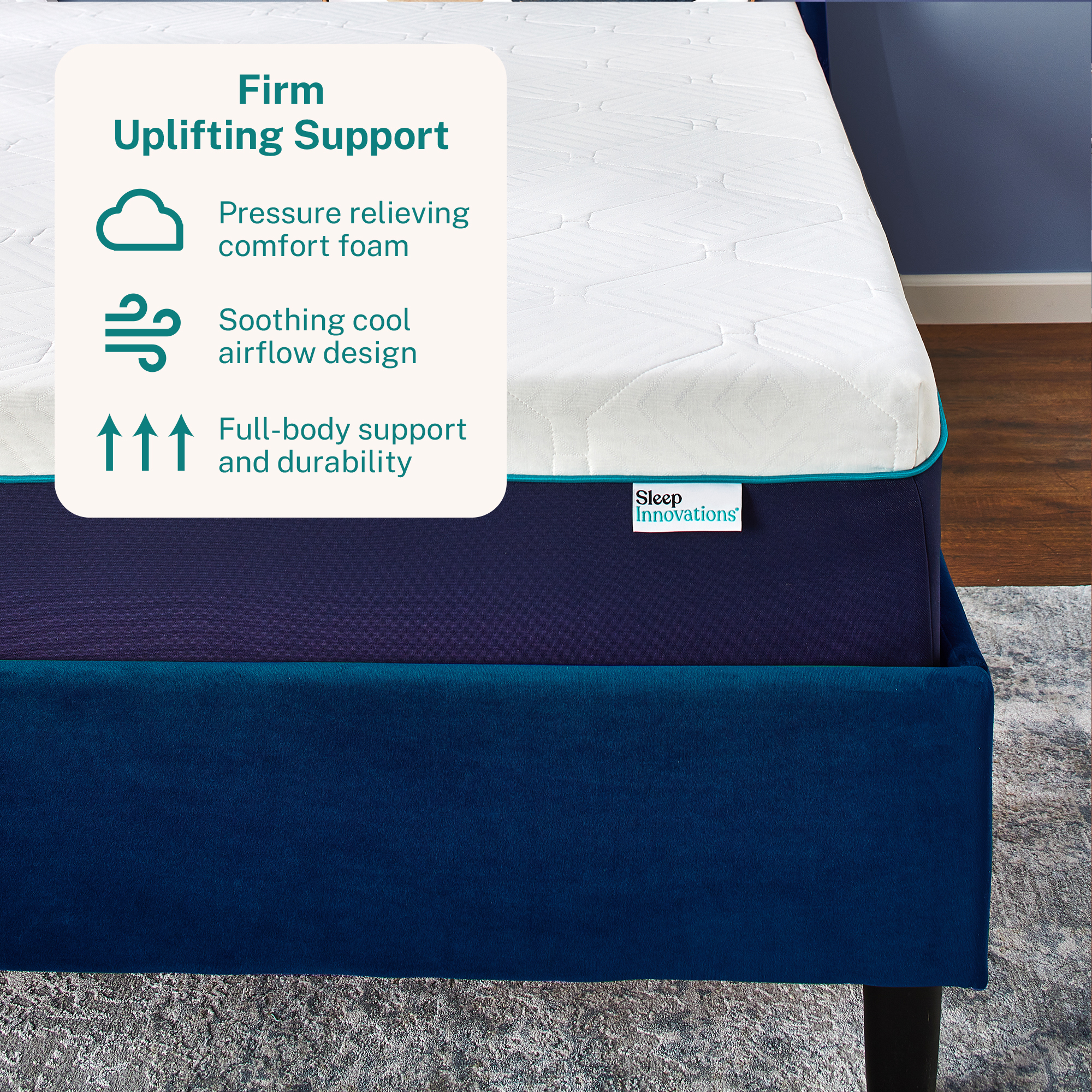 Sleep Innovations Arlo Cooling Firm Support Foam Mattress, 12 Inch Bed in a Box, California King Size
