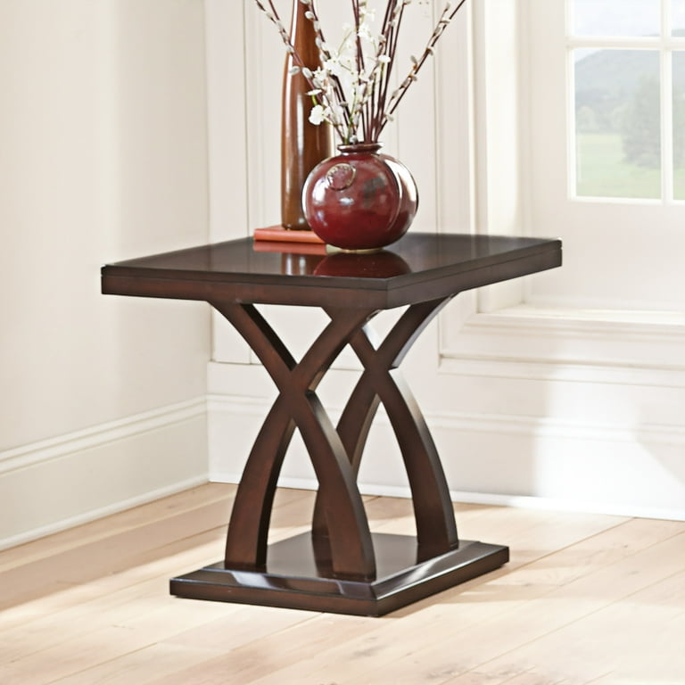 Jocelyn Solid Look Top Square End Table in Espresso Cherry Wood