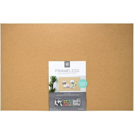 U Brands Cork Bulletin Board, Includes 60 Push Pins, 23 x 35 (Best Rite Bulletin Boards)