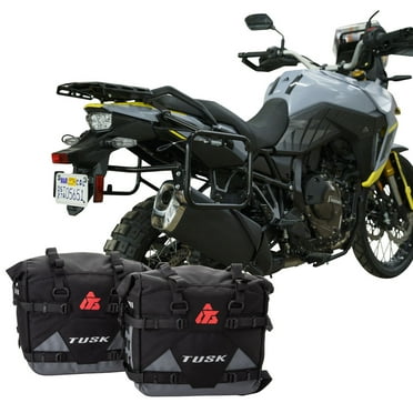 Tusk Pannier Racks with Tusk Pilot Pannier Bags Black/Grey For BMW ...