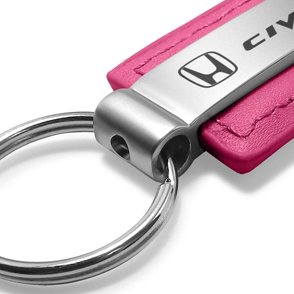 Honda Civic Pink Leather Key Chain