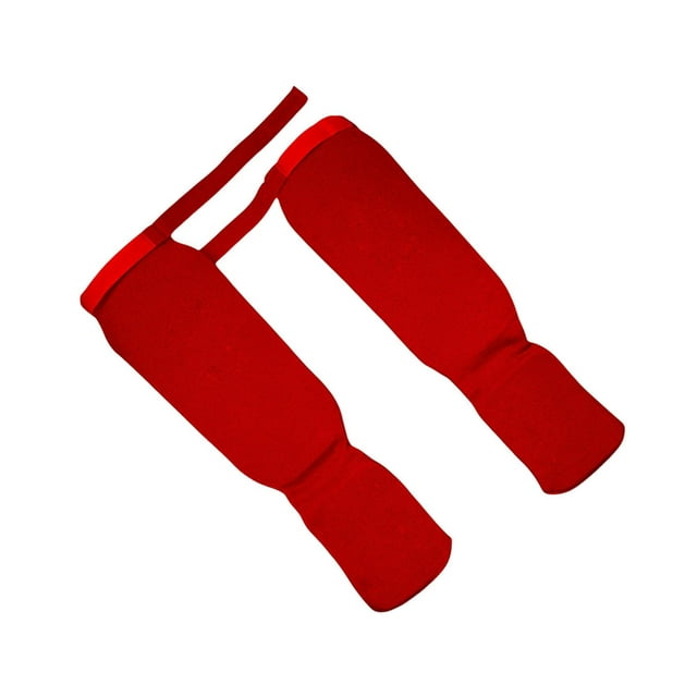 Transemion 1 Pair Shin Instep Guards MMA Elastic Protector and Protection Supplies Training Red M 1Set