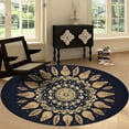 thumbnail image 3 of Round Rugs 8' x 8' Washable Round Area Rug, Minimalist Mandala Non-Slip Circle Rugs Low-Pile Floor Carpet, Soft Gold Printed Rug for Living Room Bedroom, 3 of 7