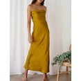 thumbnail image 4 of Vestido largo Realtix de seda satinada sin espalda para mujer, 4 of 4