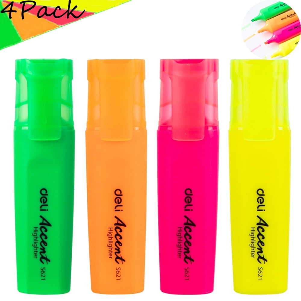 Colorful Highlighter, Clear View Highlighter with See-Through Chisel Tip, Tank Highlighter, Assorted, 4 Count