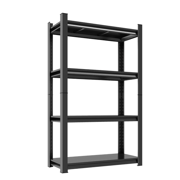 14"W Kitchen Pan Organizer, Narrow 44"H 4-Tier Heavy Duty Black Shelving Rack , Adjustable Utility Storage Shelves, Perfect for Pantry, Laundry Room, Garage & Office